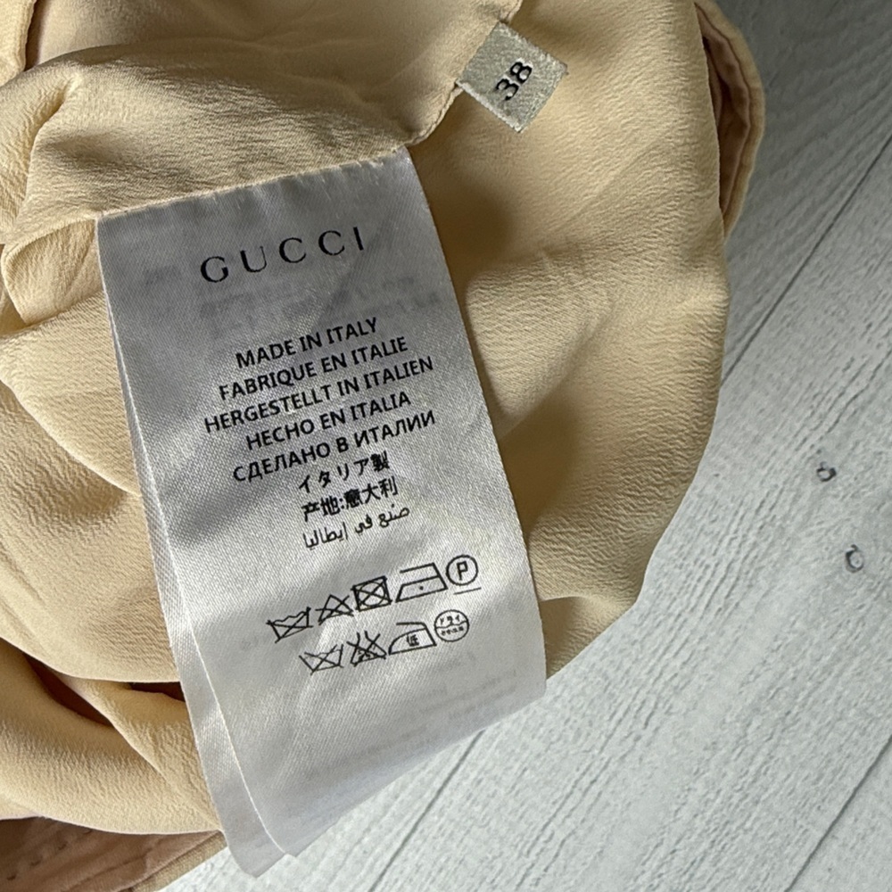 Gucci Embroidered Loved Cream Wool/Silk High Waist Wide Leg Trousers IT 38/US 2 - Picture 10 of 13